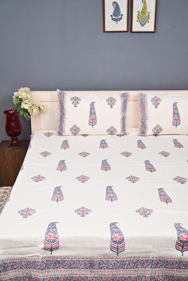 Barely Pink Block Printed , Jacquard Bedcover - Image 3