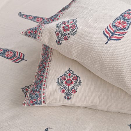 Barely Pink Block Printed , Jacquard Bedcover - Image 4
