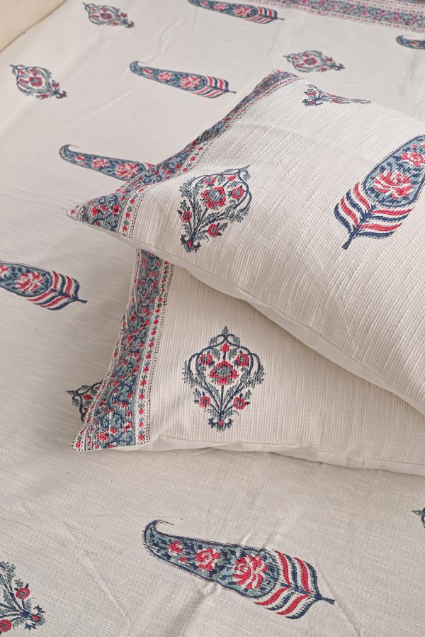 Barely Pink Block Printed , Jacquard Bedcover - Image 4
