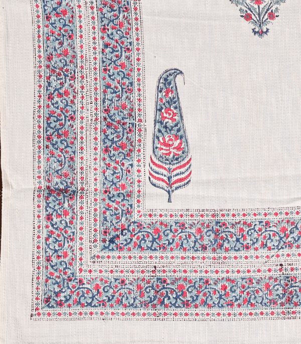 Barely Pink Block Printed , Jacquard Bedcover - Image 2
