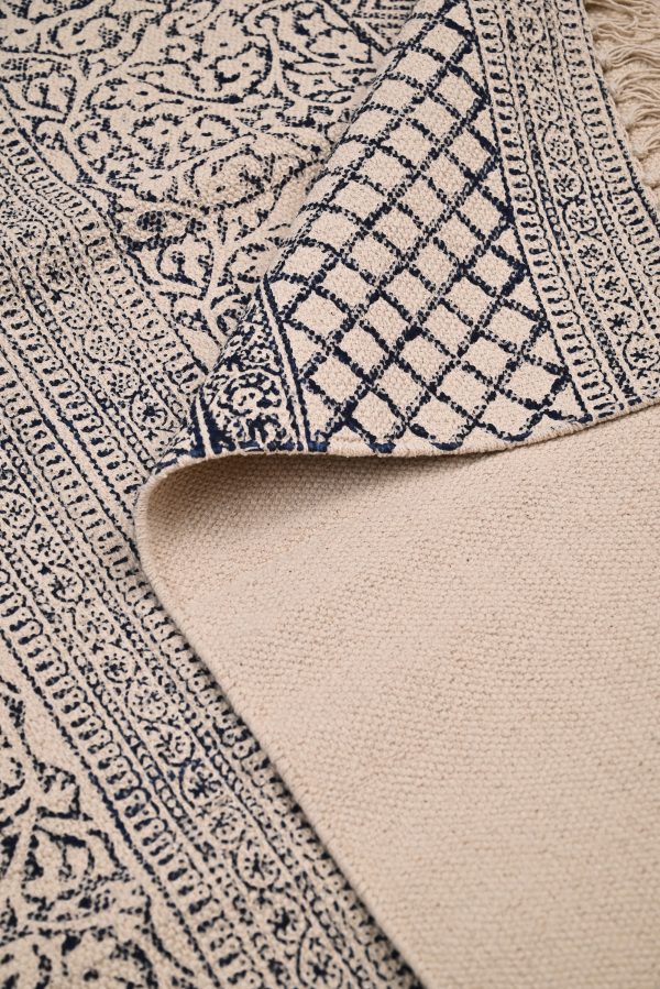Blue Shadow Hand Block Printed Dhurries - Image 2