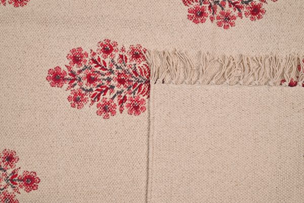 Pike's Pink Hand Block Printed Dhurries - Image 3