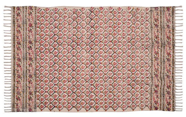 Pink Bouquet Hand Block Printed Dhurries - Image 3