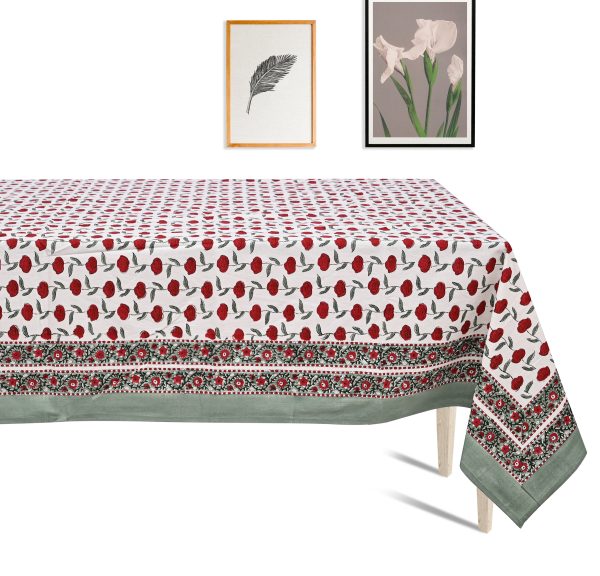 Red Apples Block Printed Table Cover