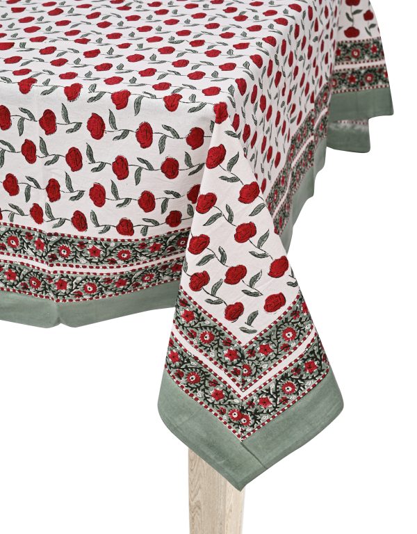 Red Apples Block Printed Table Cover - Image 3
