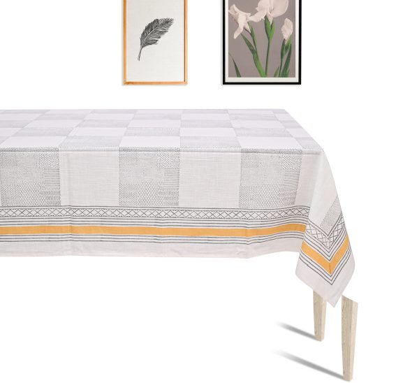 Yellow Pinafore Block Printed Table Cover