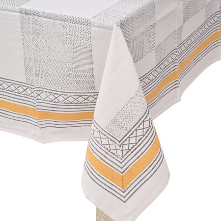 Yellow Pinafore Block Printed Table Cover - Image 3