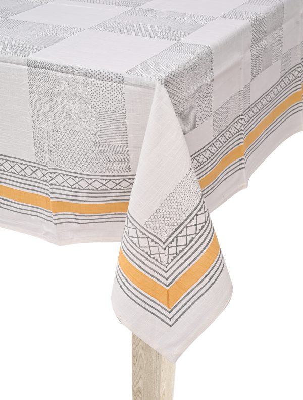 Yellow Pinafore Block Printed Table Cover - Image 3