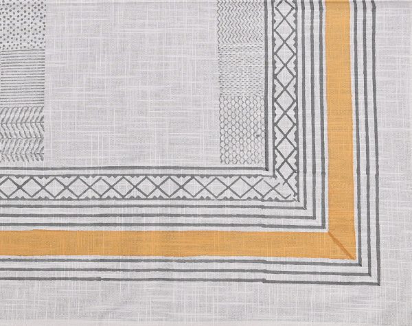 Yellow Pinafore Block Printed Table Cover - Image 2