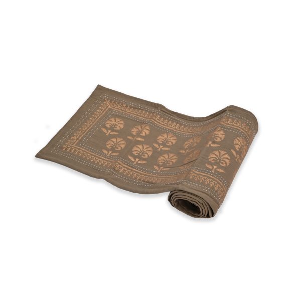 Gilded Beige Block Printed Table Runners