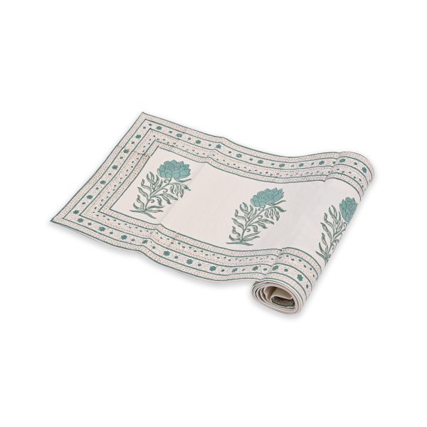 Aqua Green Block Printed Table Runners