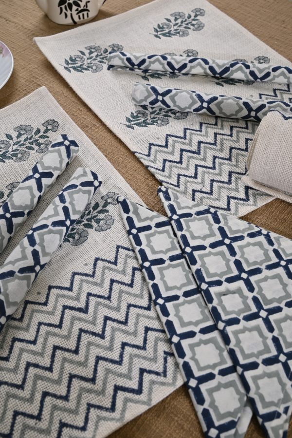 Fortune Cooking Hand Block Printed Placemat & Napkin Set