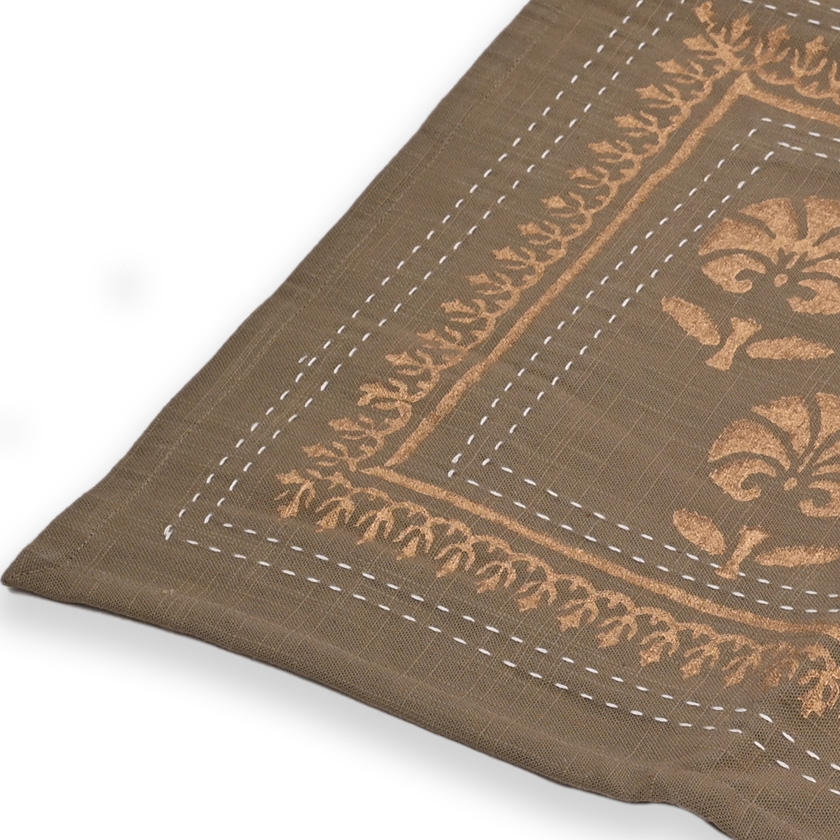 Gilded Beige Block Printed Table Runners - Image 2