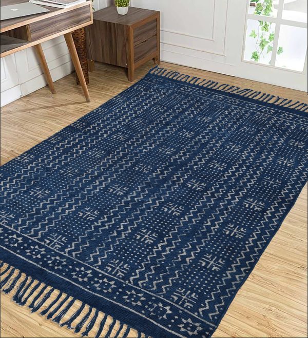 Deep Water Hand Block Printed Dhurries
