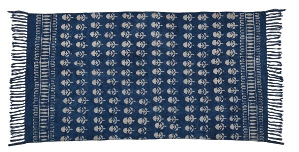 Nautical Blue Hand Block Printed Dhurries - Image 2