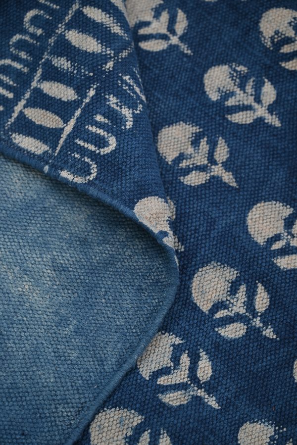 Nautical Blue Hand Block Printed Dhurries - Image 3