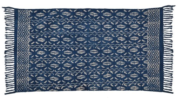 Directoire Blue Hand Block Printed Dhurries - Image 2