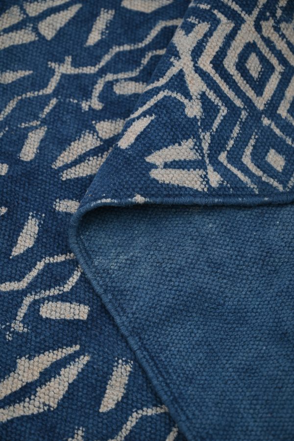 Directoire Blue Hand Block Printed Dhurries - Image 3
