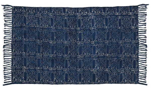 True Navy Hand Block Printed Dhurries - Image 2