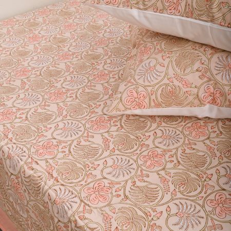 Light Haystack Block Printed Bedsheet