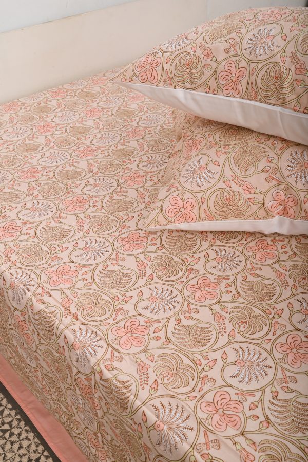 Light Haystack Block Printed Bedsheet