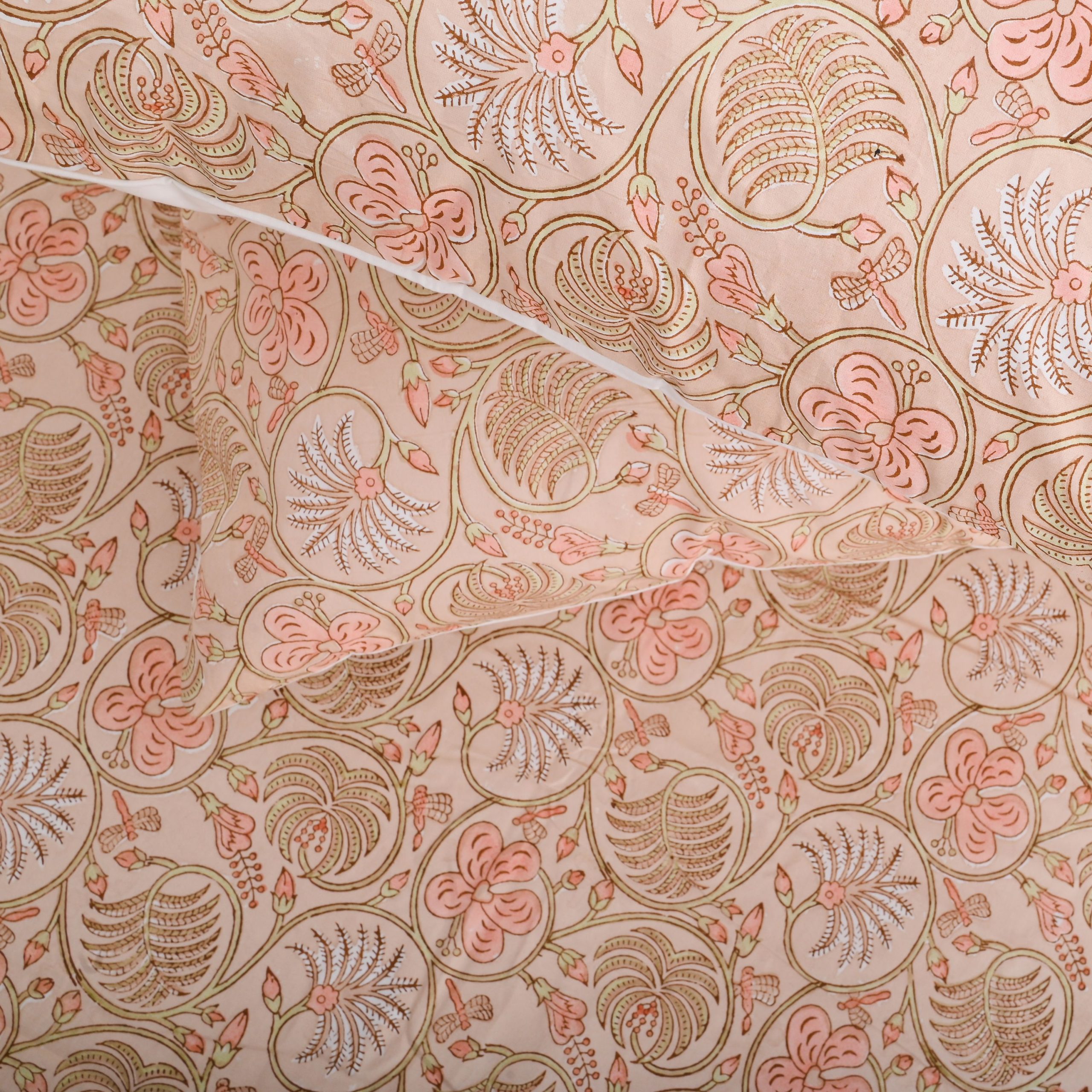 Light Haystack Block Printed Bedsheet - Image 2