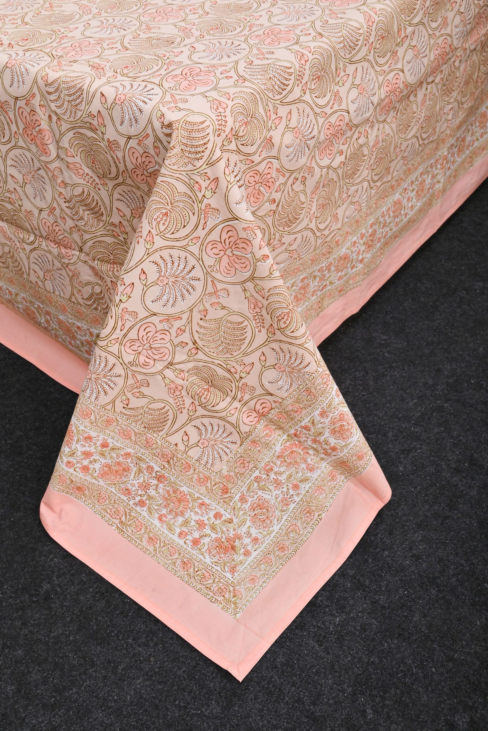 Light Haystack Block Printed Bedsheet - Image 3