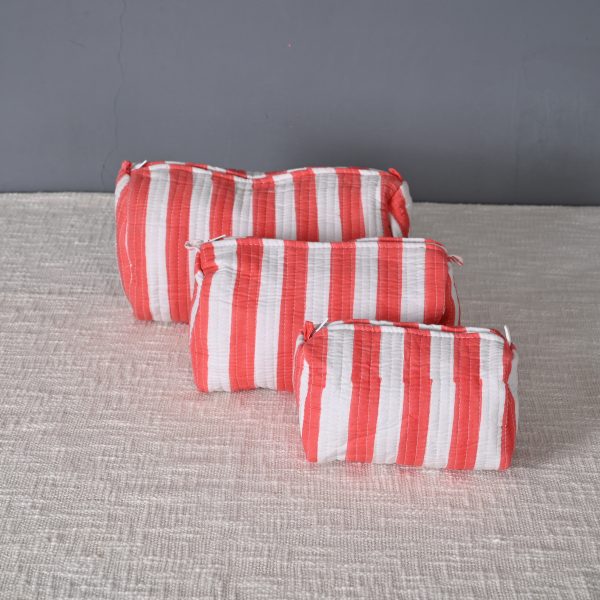Hot Coral 3 Pcs Travel Pouches