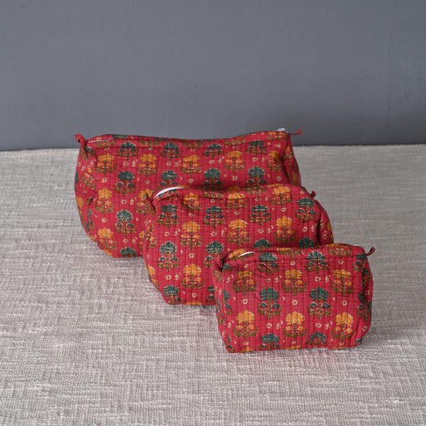 Fashion Red 3 Pcs Travel Pouches