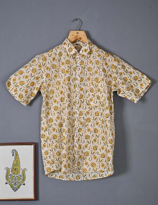 Rococco Yellow cotton Handcrafted shirt