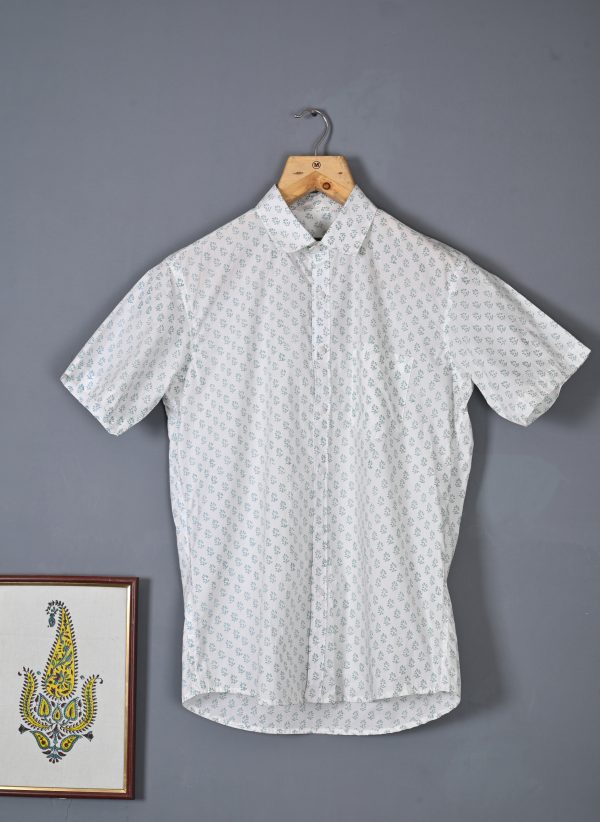 Subtle Green Premium cotton Handcrafted HALF Sleeves SHIRTS