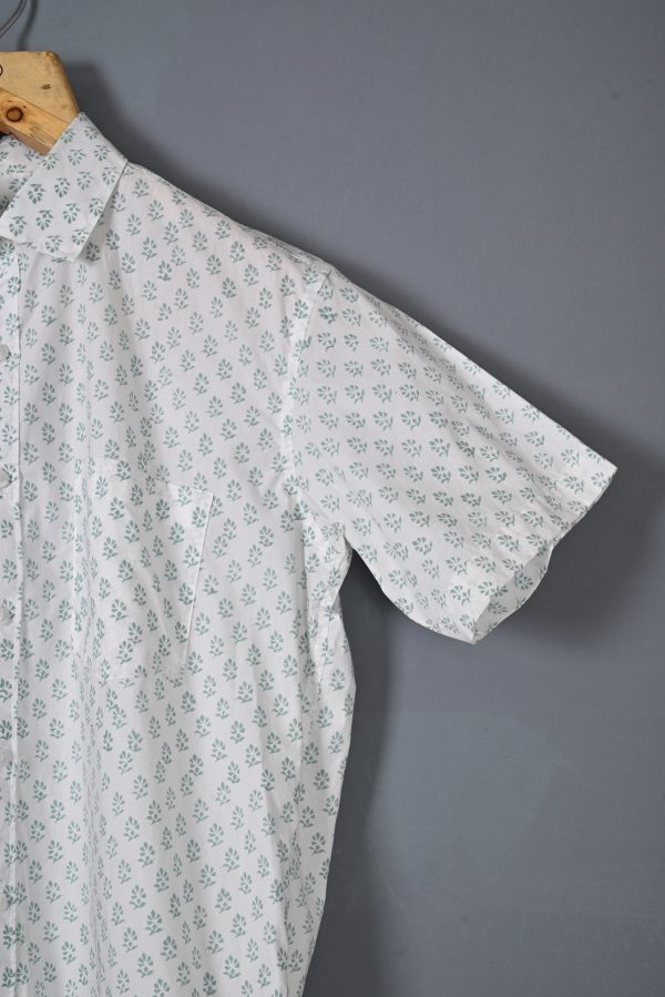 Subtle Green Premium cotton Handcrafted HALF Sleeves SHIRTS - Image 2