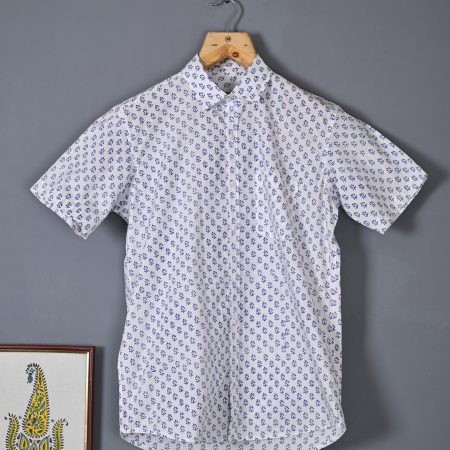 Cameo Blue Premium cotton Handcrafted HALF Sleeves SHIRTS