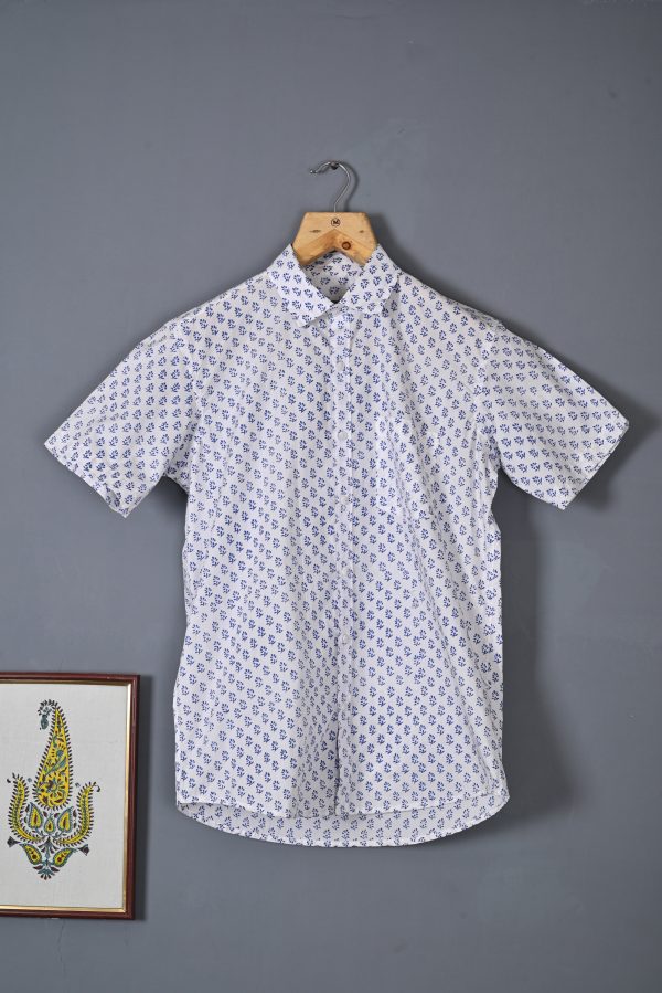 Cameo Blue Premium cotton Handcrafted HALF Sleeves SHIRTS
