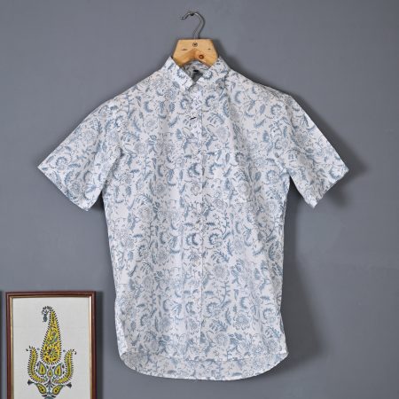 Aqua Blue Premium cotton Handcrafted HALF Sleeves SHIRTS