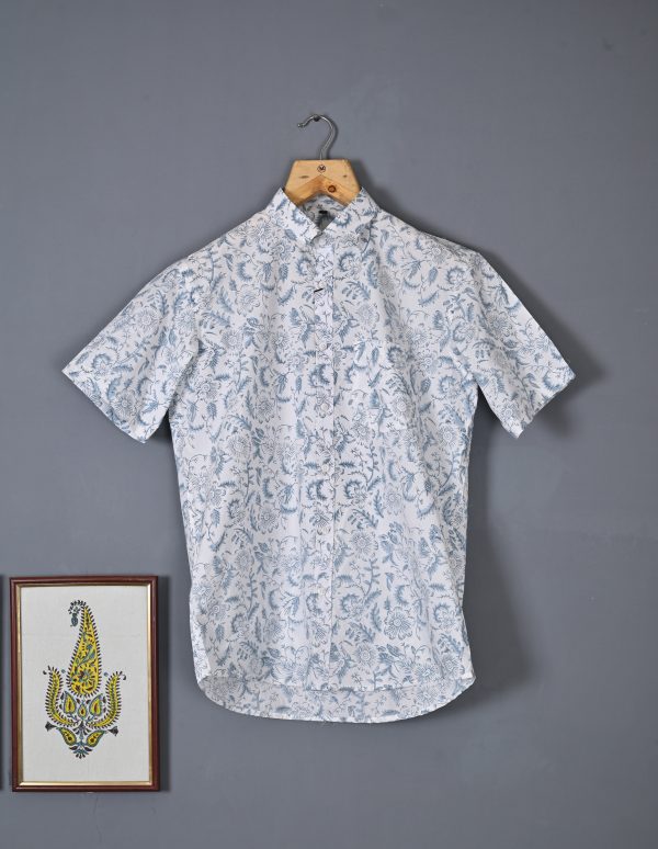 Aqua Blue Premium cotton Handcrafted HALF Sleeves SHIRTS