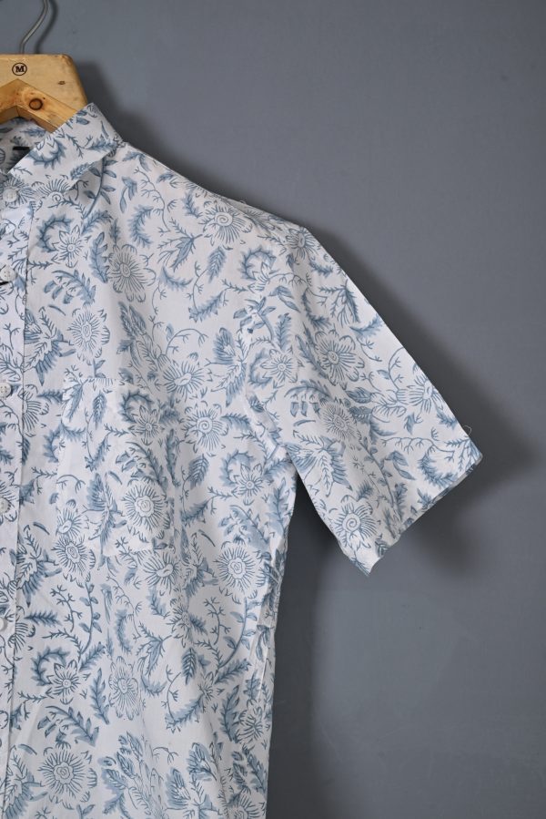 Aqua Blue Premium cotton Handcrafted HALF Sleeves SHIRTS - Image 2
