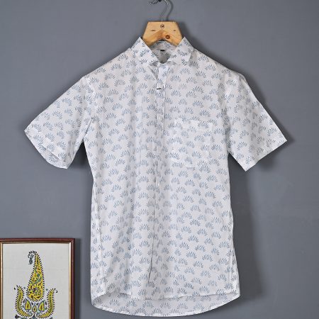 Pastel Blue Premium cotton Handcrafted HALF Sleeves SHIRTS
