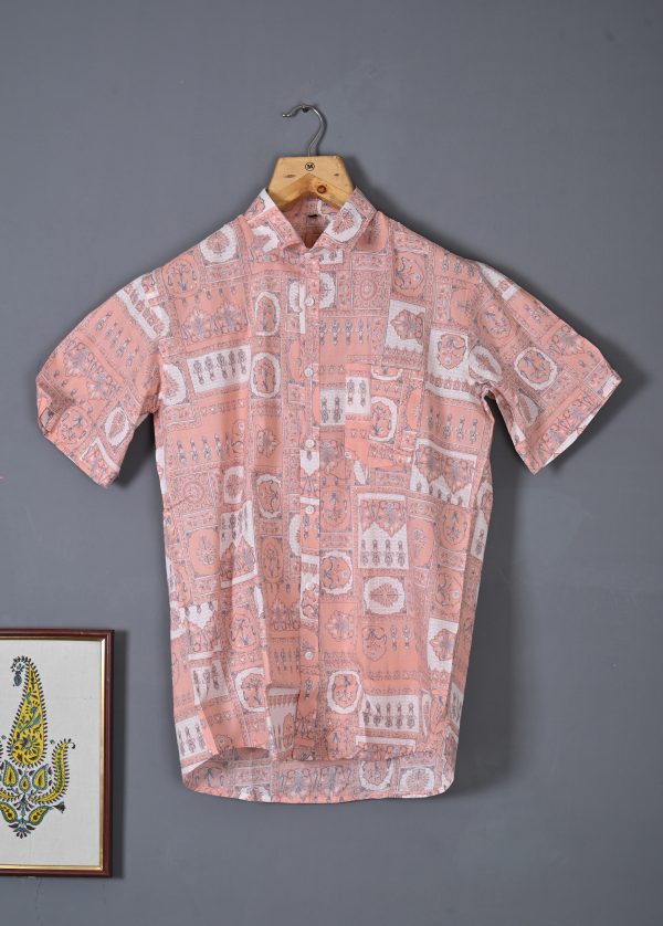 Peach Parfail cotton Handcrafted shirt