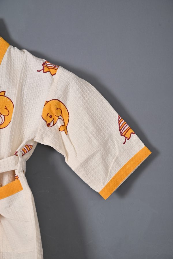 Yellow Dolphin Block Printed Bathrobes - Image 2