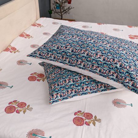 SUPER KING Areca Palm Block Printed Bedsheets - Image 3