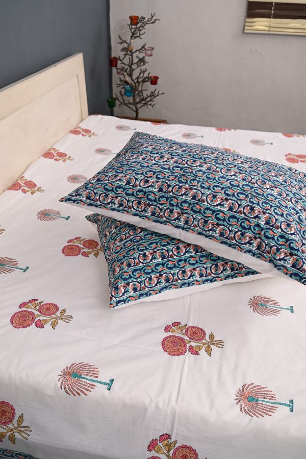 SUPER KING Areca Palm Block Printed Bedsheets - Image 3