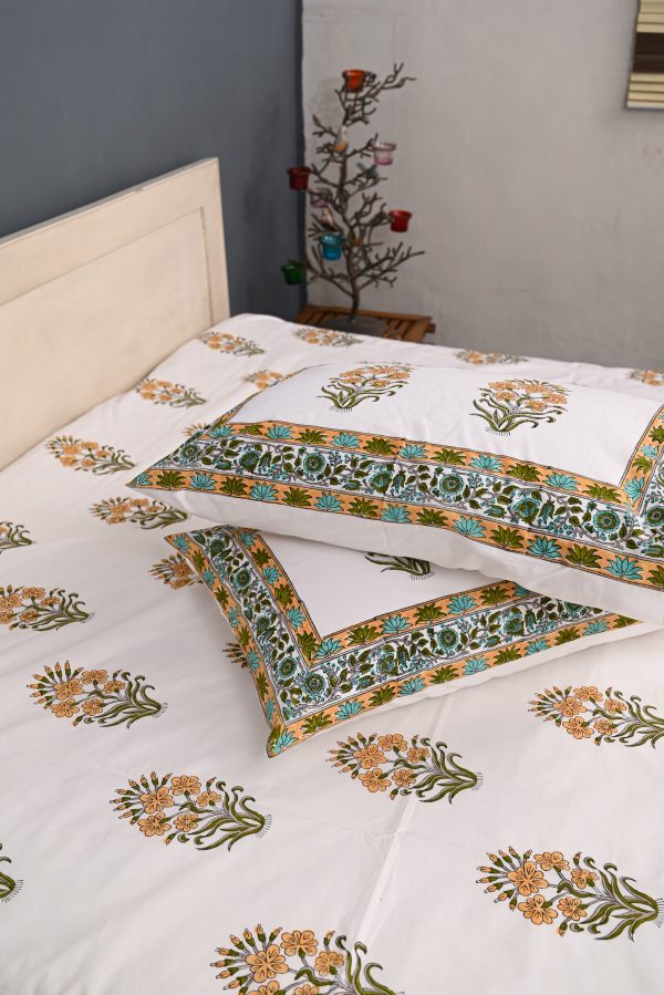 SUPER KING Wild Rose Block Printed Bedsheets - Image 3