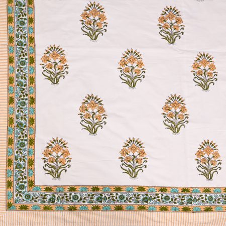 SUPER KING Wild Rose Block Printed Bedsheets - Image 2