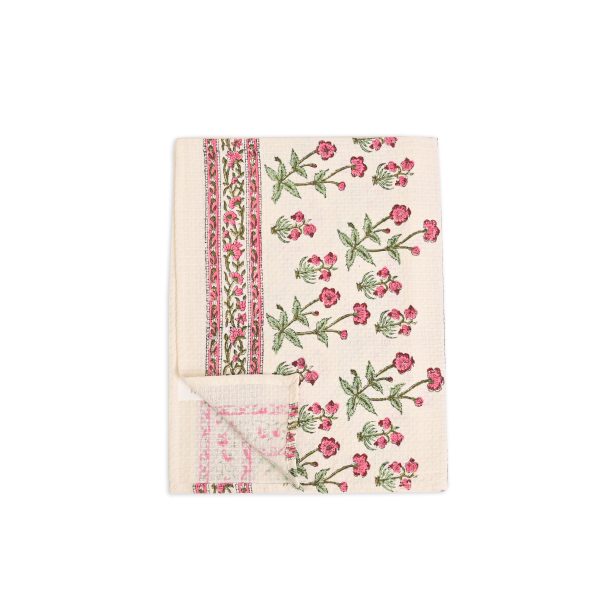Pink Rally Flower Block Printed Bath Towel - Image 3
