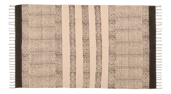 Gray Hibiscus Hand Block Printed Dhurries - Image 2