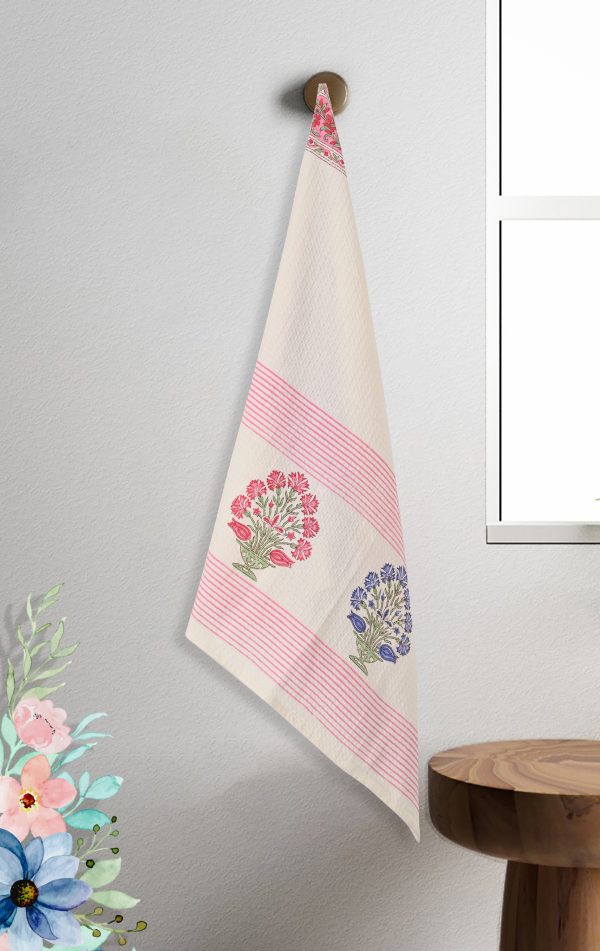 Alba Rose Flower Block Printed Bath Towel