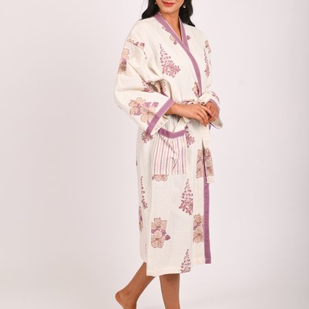 English Rose Block Printed Bathrobe - Image 3