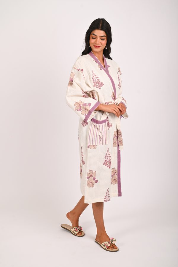 English Rose Block Printed Bathrobe - Image 3