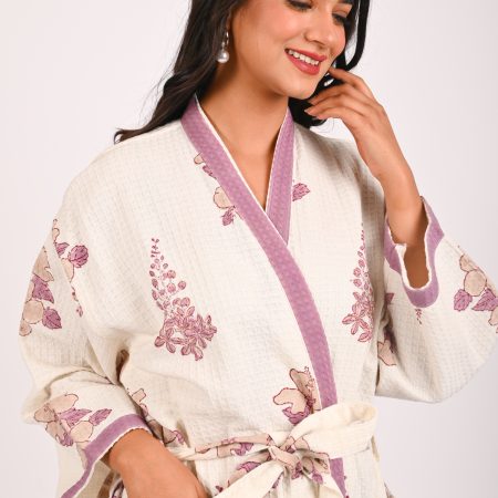 English Rose Block Printed Bathrobe - Image 2